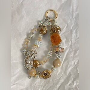 Elegant Gold and Silver Beaded Keychain